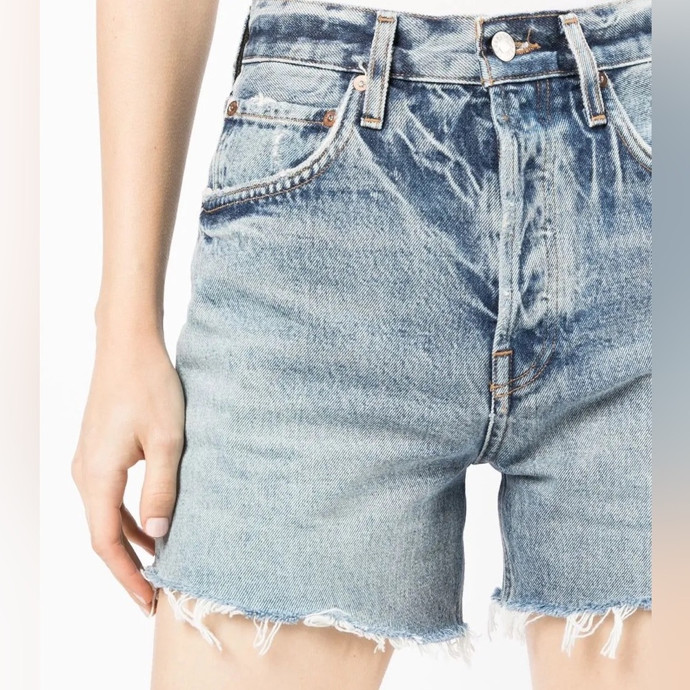 Agolde Light Blue High-Rise Cutoff Jean Shorts